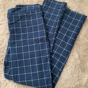 DARK BLUE stretchy zip-up plaid pants